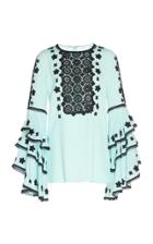 Andrew Gn Cascaded Sleeve Embroidered Blouse