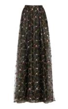 Costarellos Embroidered Tulle Skirt