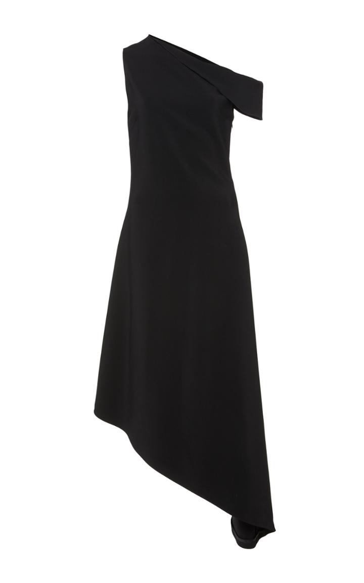 Rosetta Getty Asymmetric Draped-shoulder Crepe Dress