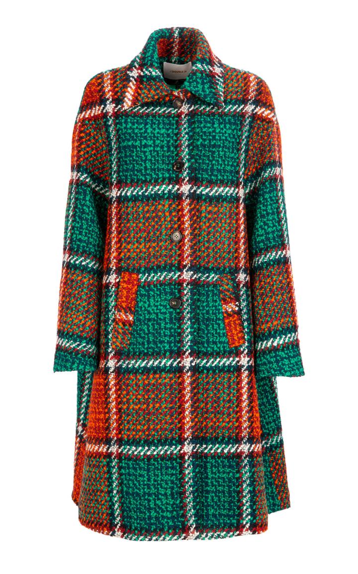 La Doublej Oversized Boxy Cocoon Checkered Coat