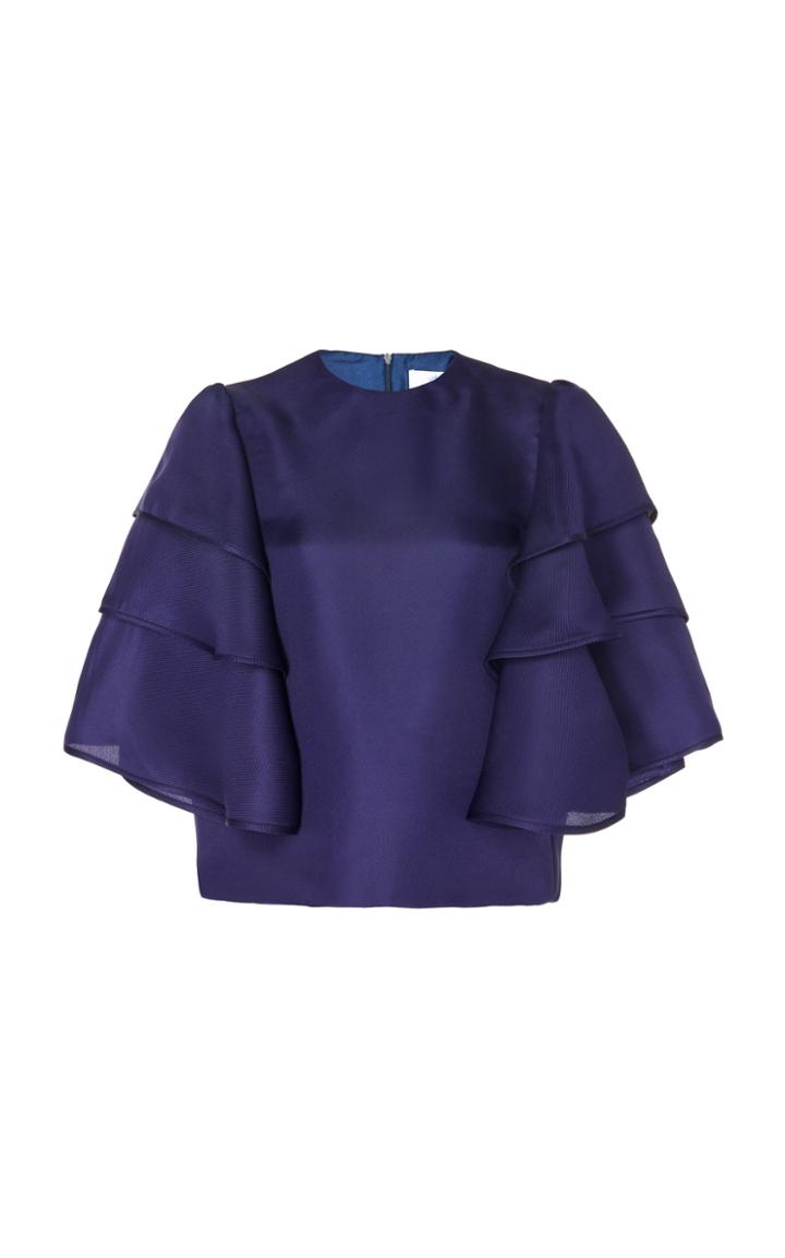 Rebecca De Ravenel Ruffled Silk Blouse