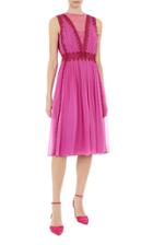Moda Operandi Alberta Ferretti Lace-trimmed Pleated Silk Chiffon Midi Dress