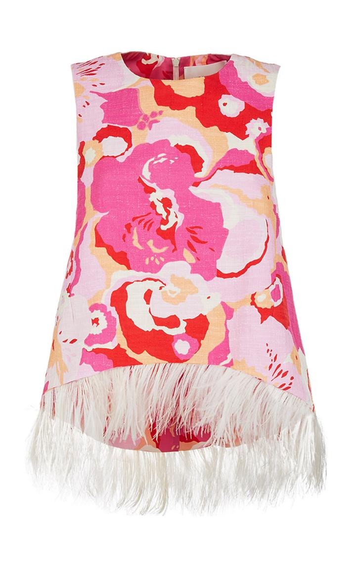 Moda Operandi La Doublej La Scala Feather-trim Cotton-blend Top