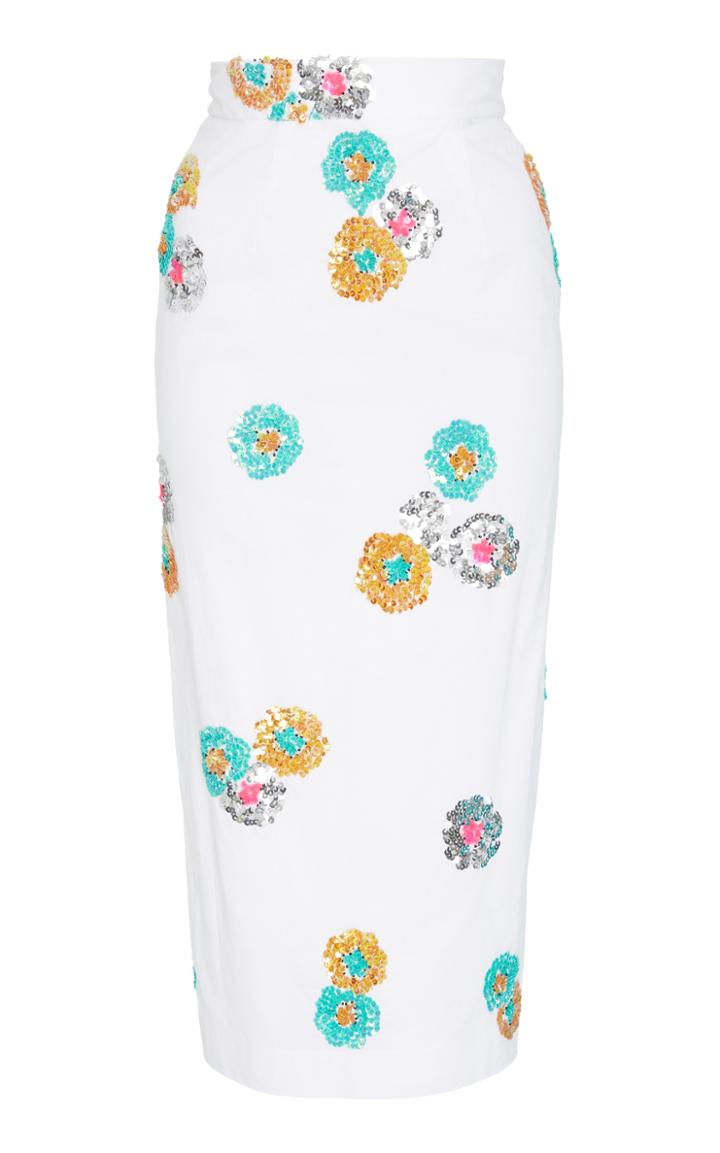 Alcoolique Araka Embellished Cotton Midi Skirt