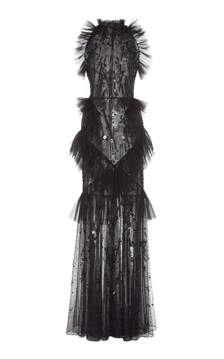 Zuhair Murad Mantilla Sequin-embellished Lace Gown