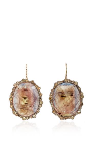 Kimberly Mcdonald Sapphire And Irregular Natural Brown Diamond Earrings