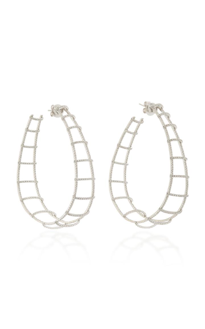 Ofira White Diamond Ladder Hoop Earrings