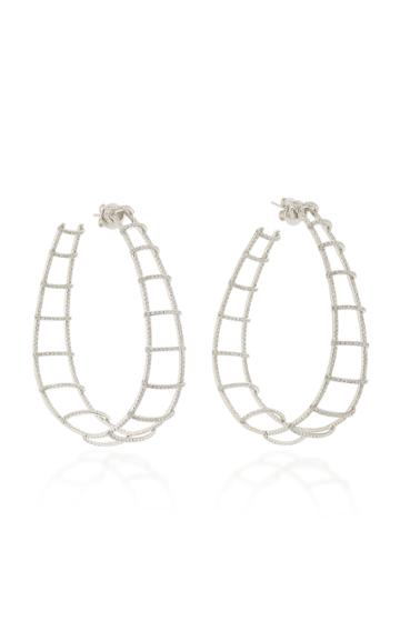 Ofira White Diamond Ladder Hoop Earrings