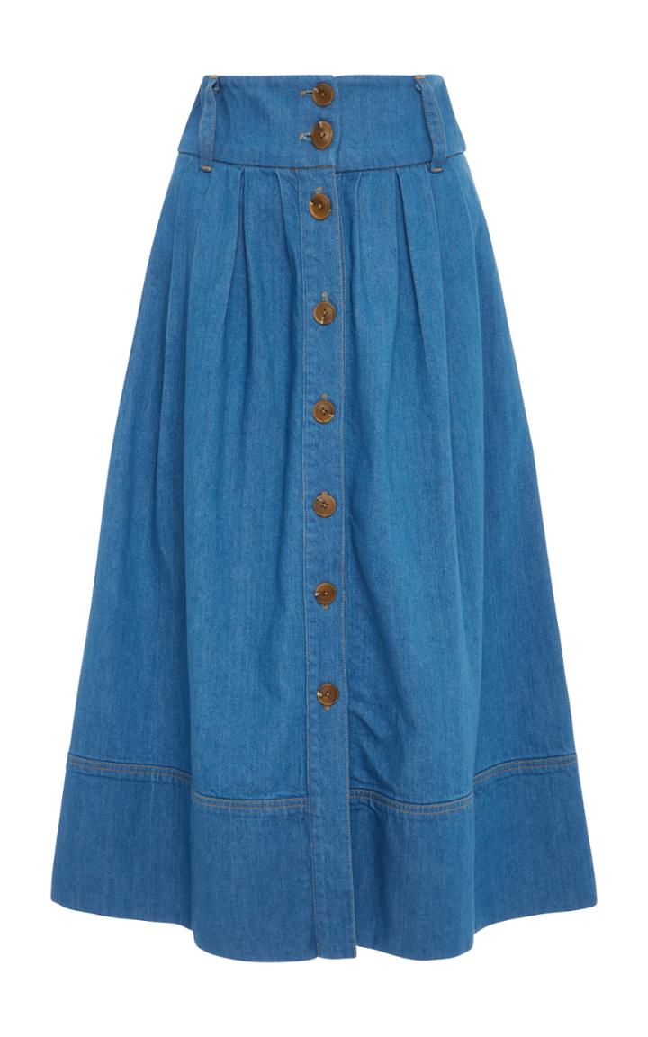 Sea Mid Length Field Denim Skirt