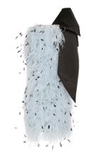Richard Quinn One-shoulder Feather Midi Dress