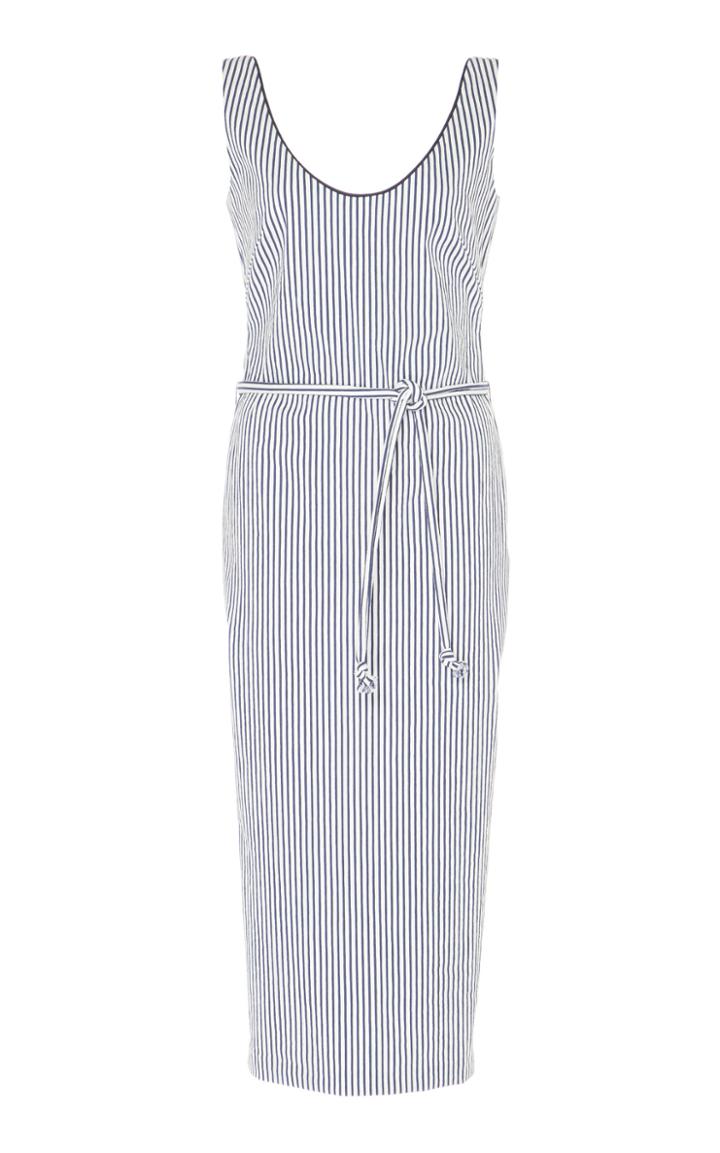 Martin Grant Striped Fitted Midi Length Dress