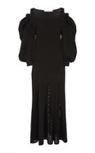 Moda Operandi Carolina Herrera Lace Ribbed Flare Dress With Puff Sleeves Size: Xs