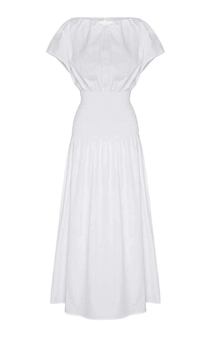 Anna Quan Emma-kate Shirred Cotton-poplin Midi Dress Size: 8