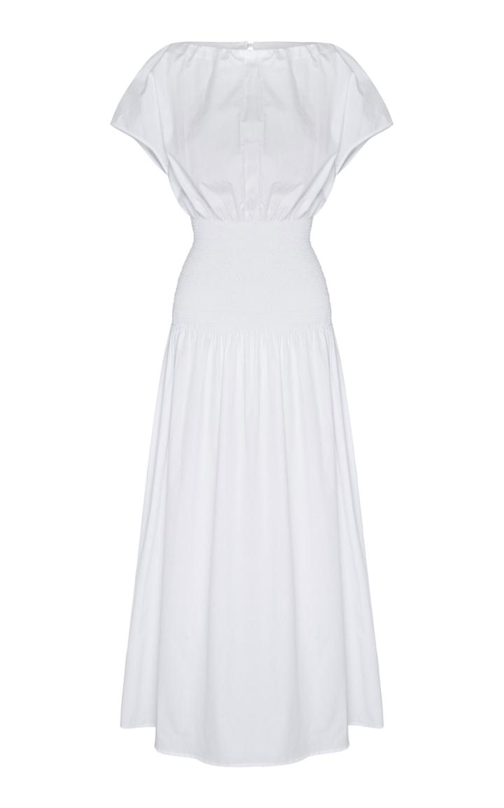 Anna Quan Emma-kate Shirred Cotton-poplin Midi Dress Size: 8