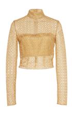Christian Siriano Filigree Mockneck Crop Top