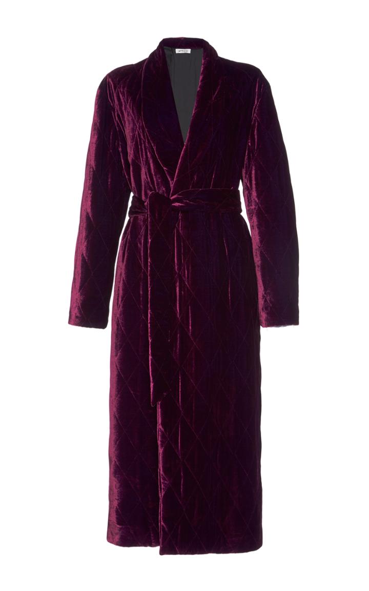 Attico Nora Quilted Velvet Trench