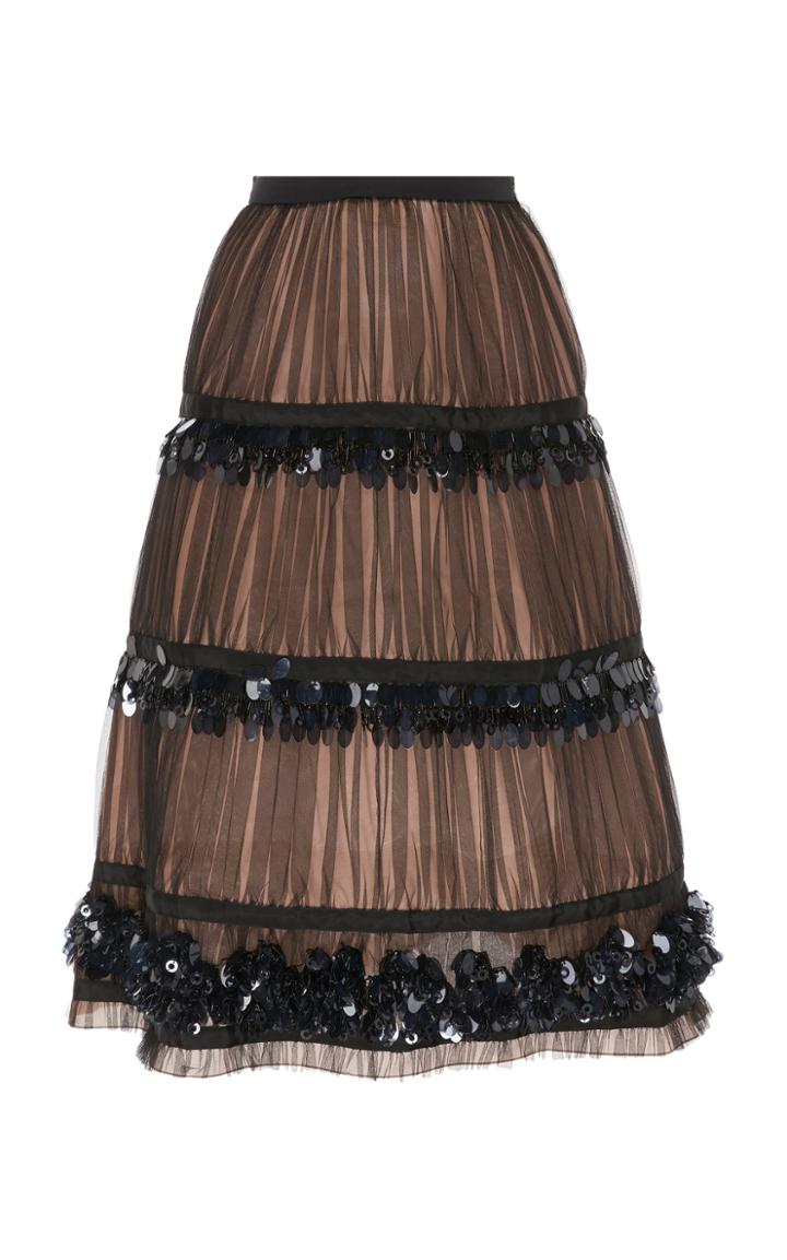 Rochas Embellished Tulle Midi Skirt