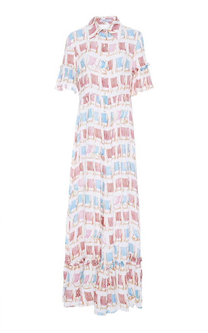 Patbo Beach Chair Print Ruffle Maxi Dress
