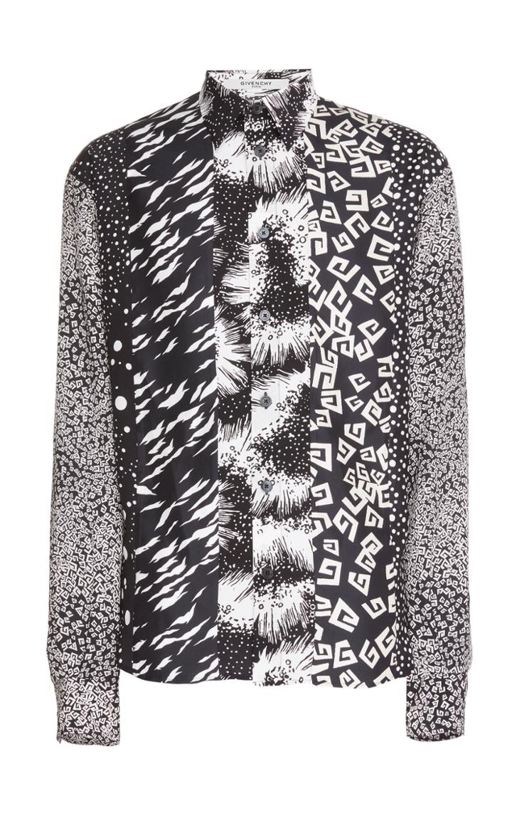 Givenchy Logo-jacquard Cotton-poplin Shirt Size: 38