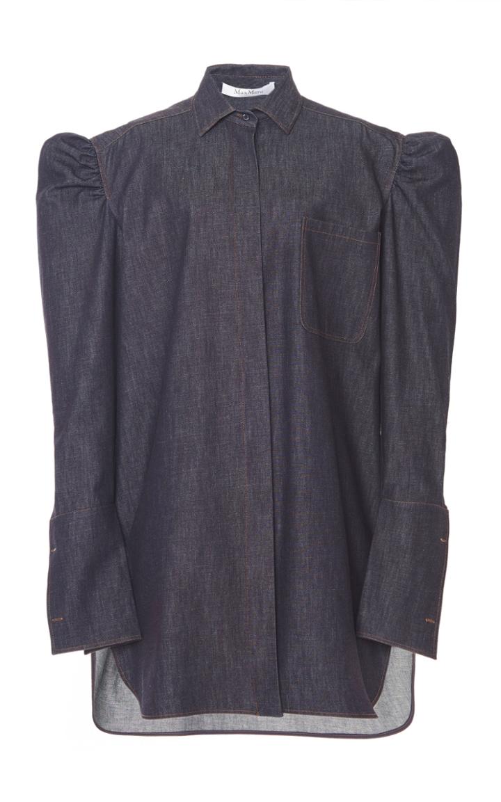 Moda Operandi Max Mara Espero Ruffle-detailed Cotton Denim Shirt Dress