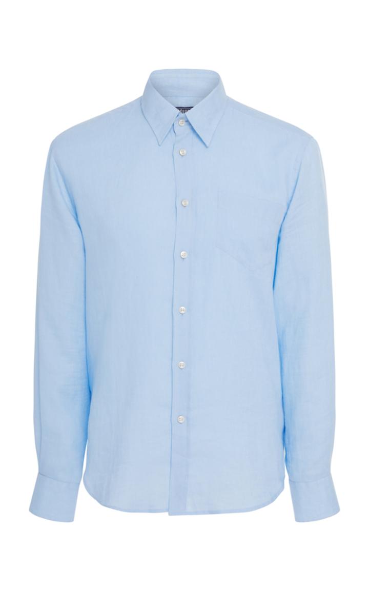 Vilebrequin Caroubis Sky Blue Linen Shirt