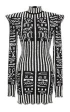 Balmain Hieroglyph Printed Boucl Dress