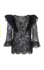 Dundas Cotton Lace Top With Ruffle Shoulders