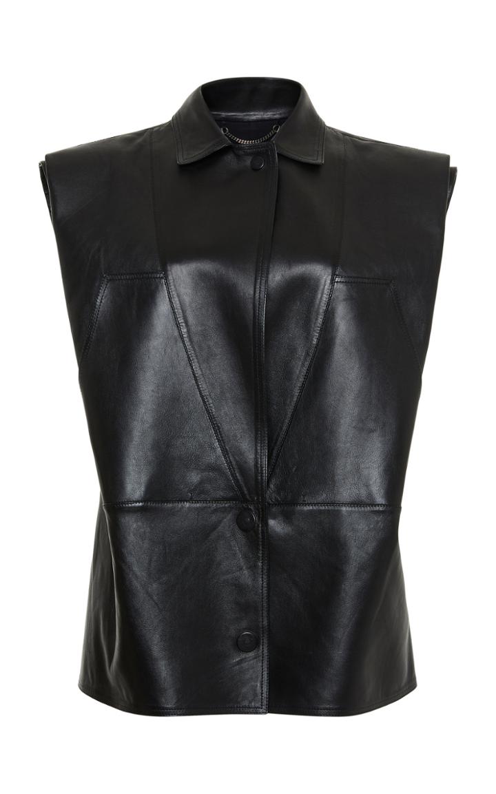 Salvatore Ferragamo Pongee Nappe Leather Sleeveless Jacket