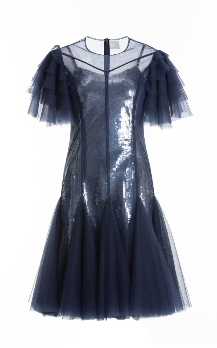 Moda Operandi Huishan Zhang Arya Tulle-overlay Sequined Midi Dress