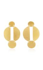 Annie Costello Brown Mini Split Circle Gold-tone Brass Earrings