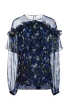 Prabal Gurung Stem Floral Ruffle Blouse