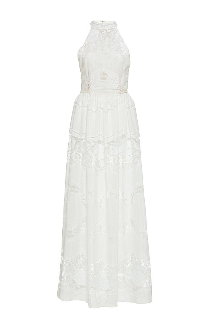 Sandra Mansour Nuit Toile Cotton Tulle Embroidered Long Dress