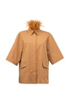 Moda Operandi Lake Studio Structured Feathered Collar Cotton Top Size: 38
