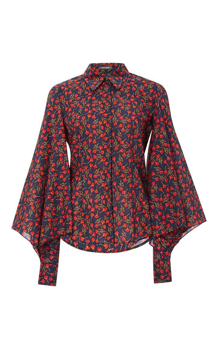 Zac Posen Blossom Printed Tulle Blouse