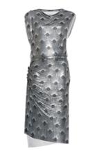 Paco Rabanne Draped Mesh Metallic Dress