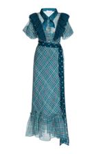 Luisa Beccaria Chiffon Printed Check Dress