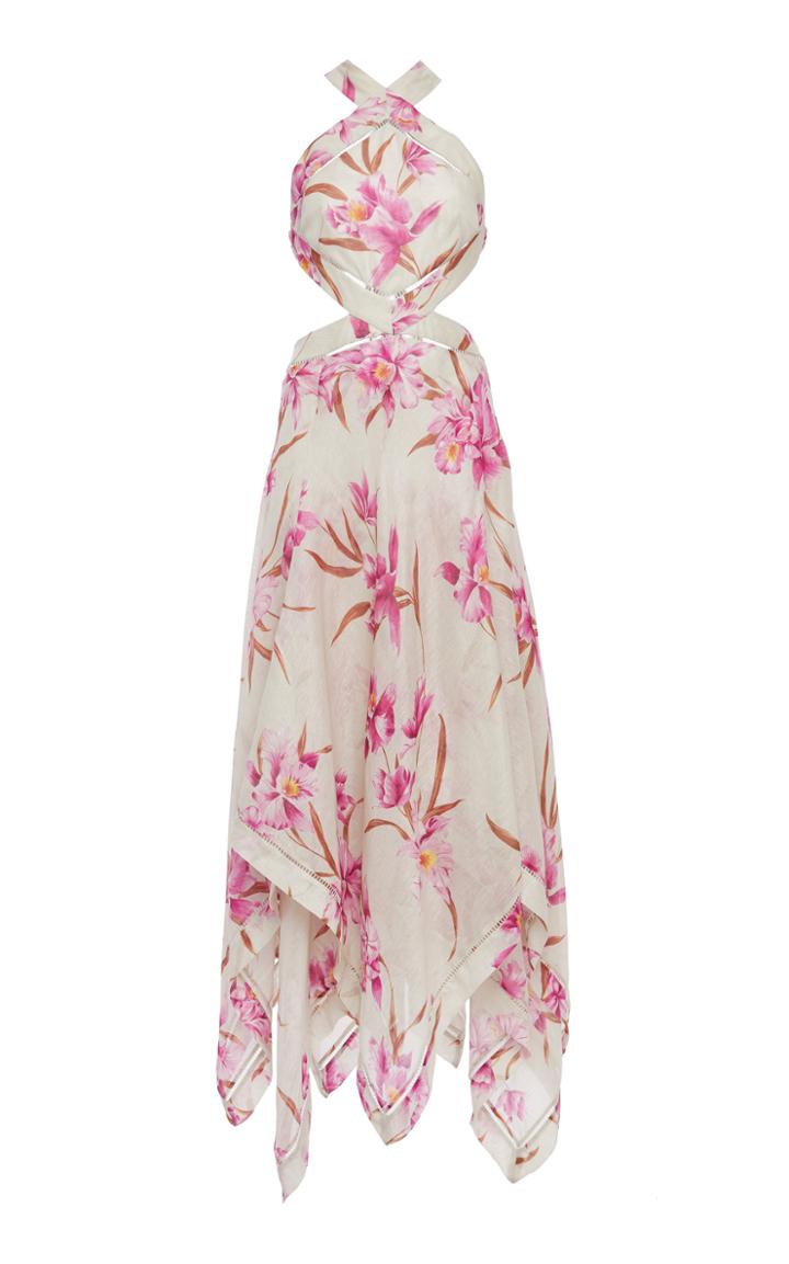 Zimmermann Corsage Floral Halter Scarf Dress