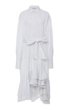 Lee Mathews Penny Pinstripe Flounce Shirtdress