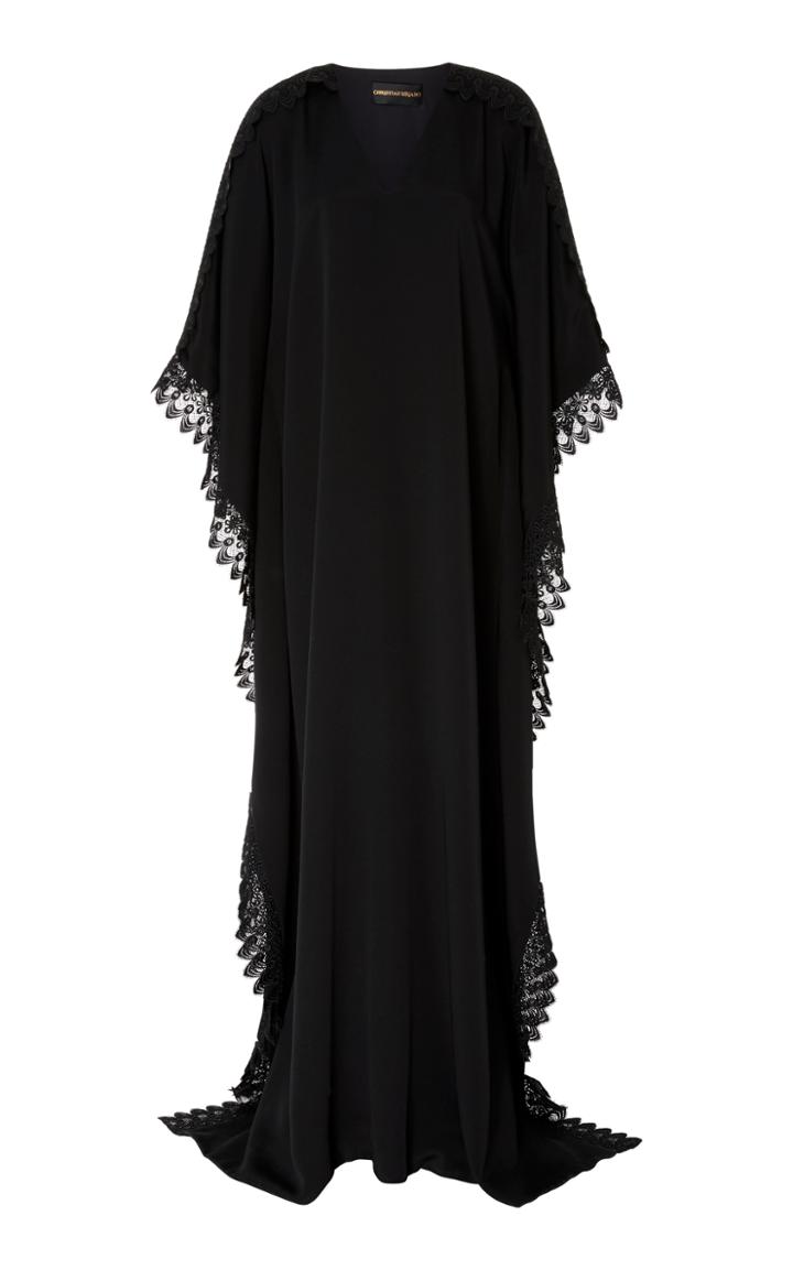 Christian Siriano M'o Exclusive V Neck Caftan With Lace Detail