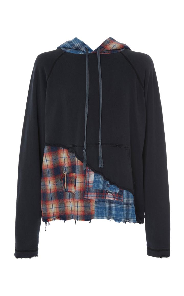 Greg Lauren Cotton Mixed Plaid Hoodie