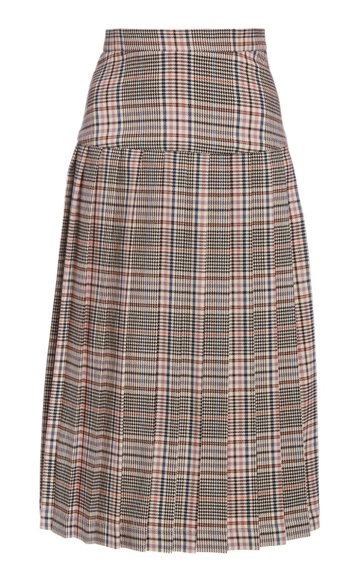 Moda Operandi Rodarte Pleated Plaid Midi Skirt