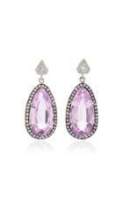 Sylva & Cie 18k White Gold Kunzite And Diamond Earrings