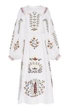 Vita Kin Patchouli Appliqud Embroidered Linen Midi Dress
