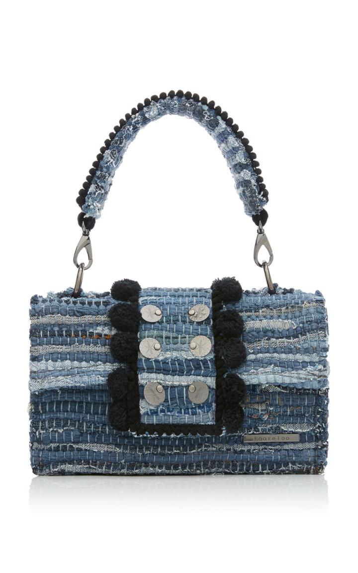 Kooreloo New Yorker Soho Jean Fabric Shoulder Bag With Embroidered Handle
