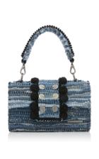 Kooreloo New Yorker Soho Jean Fabric Shoulder Bag With Embroidered Handle