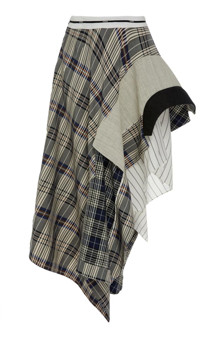 Monse Draped Plaid Crepe Skirt