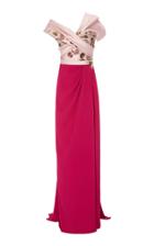 Marchesa Silk Satin Mikado Strapless Column Gown
