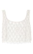 Oscar De La Renta Sleeveless Bubble Bead Fringe Top