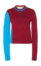 Victoria Beckham Colorblocked Wool-blend Cropped Sweater