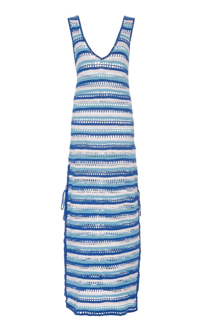 My Beachy Side Striped Crocheted Cotton Maxi Dress